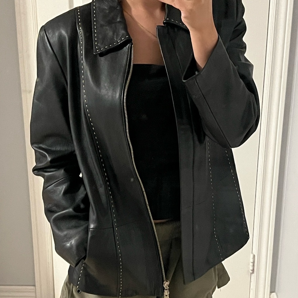 Casual Corner Black Leather Jacket